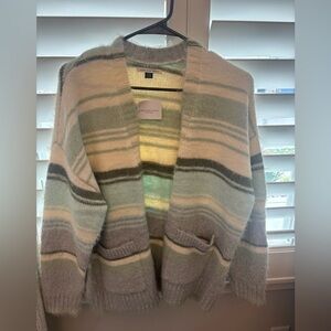 American Eagle Striped Open-Front Cardigan